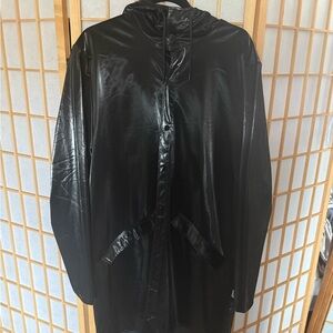 Rains Glossy Black Trench Raincoat